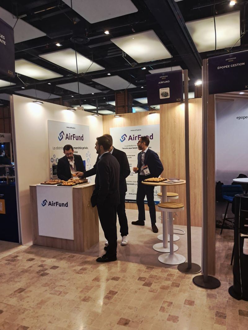 Stand Airfund conçu par Make Your Stand au salon Patrimonia à Lyon